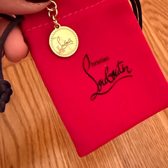 Christian Louboutin Red Velvet Pouch with Gold Charm - Picture 3 of 4